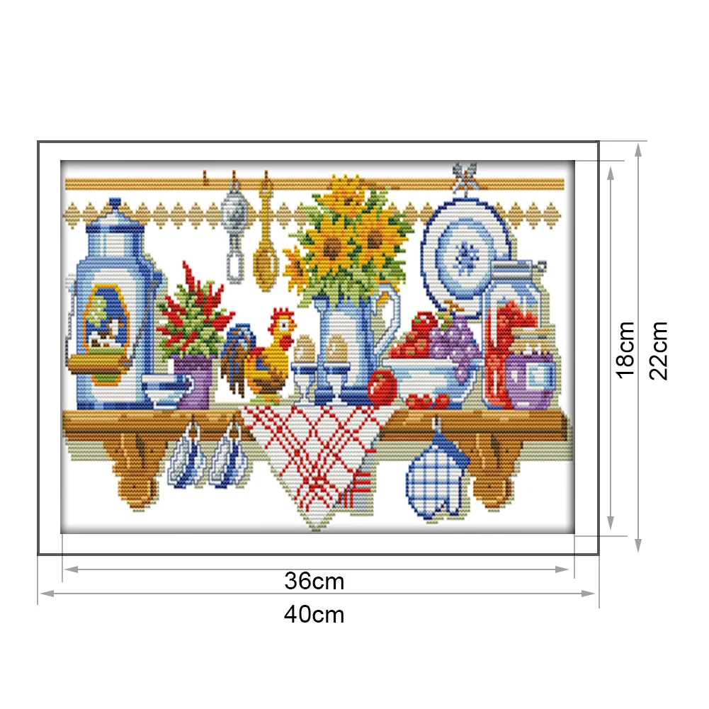 14ct Stamped Cross Stitch - Kitchen(40*22cm)