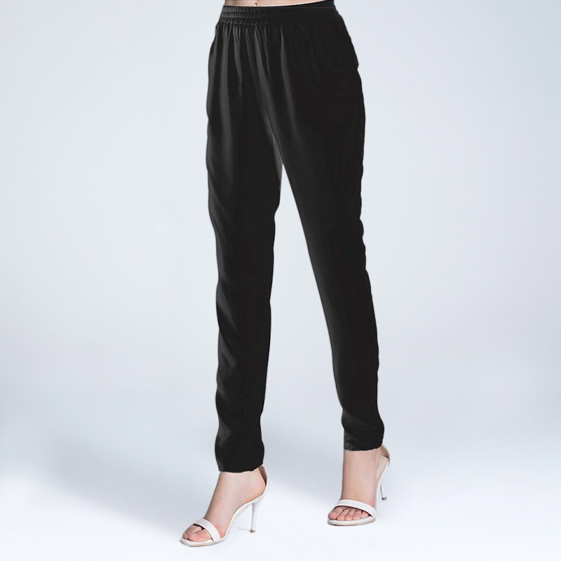 Work Silk Skinny Pants with High Waisted for Women REAL SILK LIFE