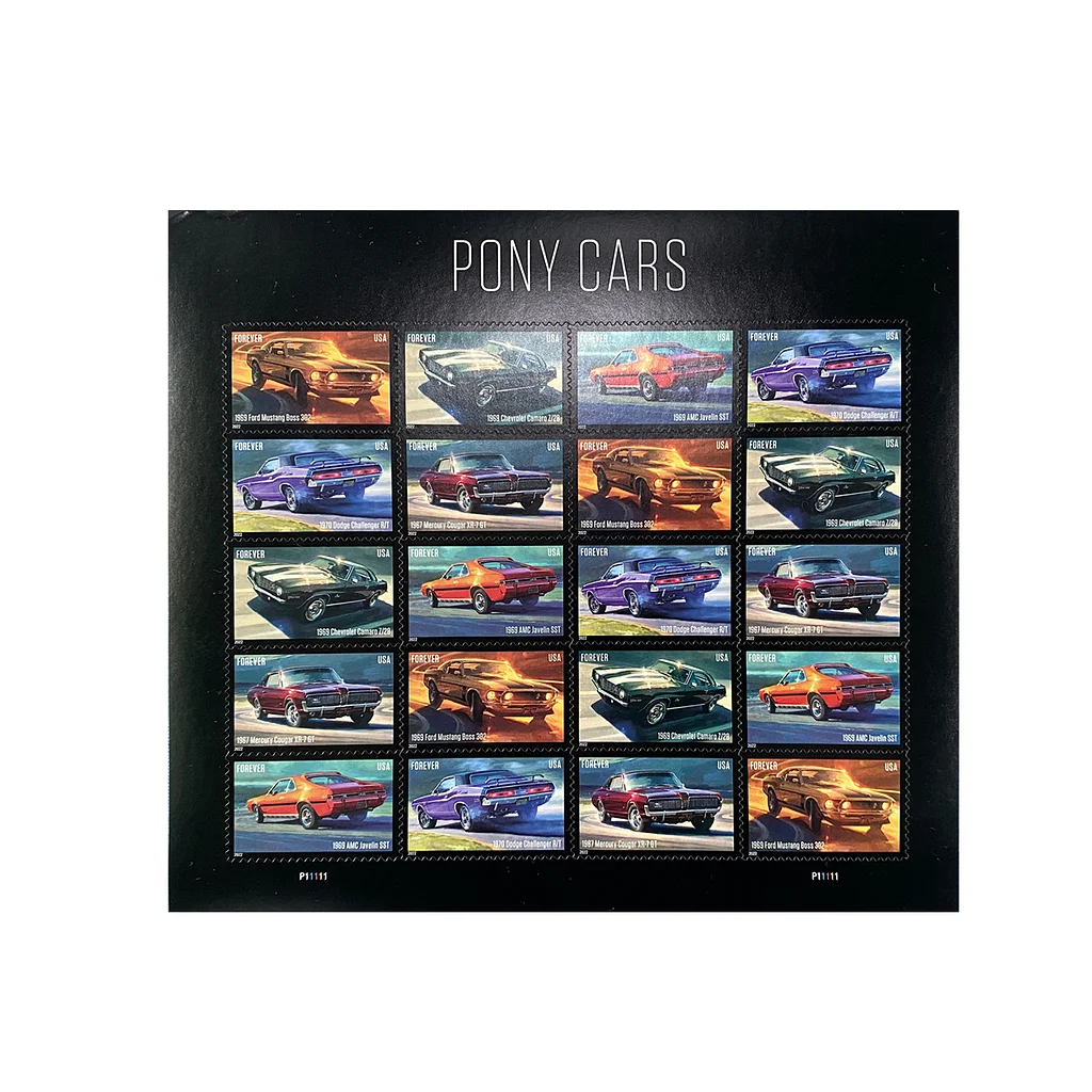 Pony Cars 2022 First-Class Forever Postage Stamps 100pcs