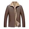 Men's Leather Jacket Warm Winter Coat