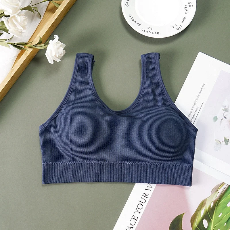 New Women Cotton Underwear Tube Tops Sexy Solid Color Top Fashion Sports Comfort Tank Up Female Rimless Bra Sexy Lingerie