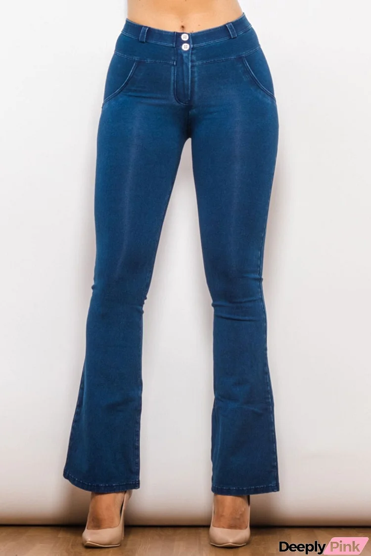 Buttoned Flare Long Jeans