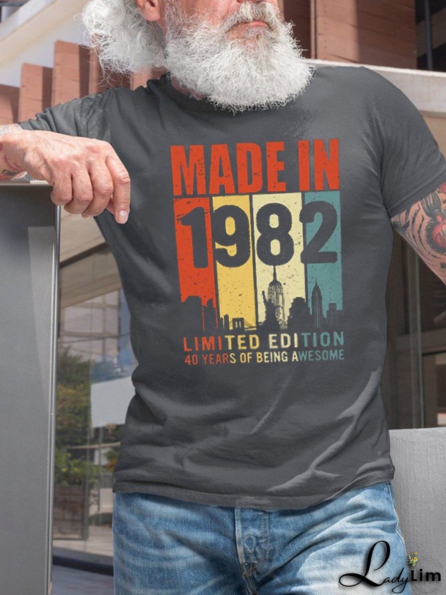Men Made In 1982 Limited Edition 40years Of Being Awesome Classic T-shirt