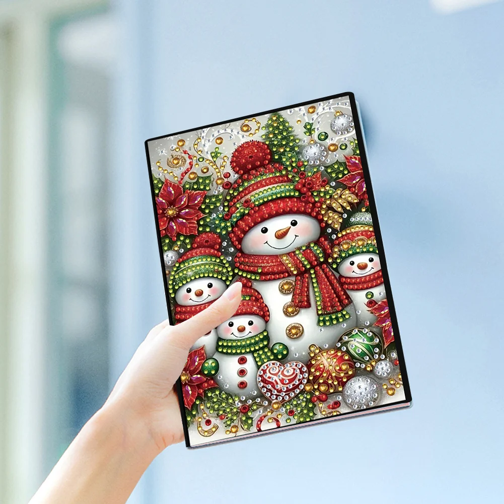 50-Page A5 Snowman Diamond Painting Notebook for Adult Holiday Birthday Gift