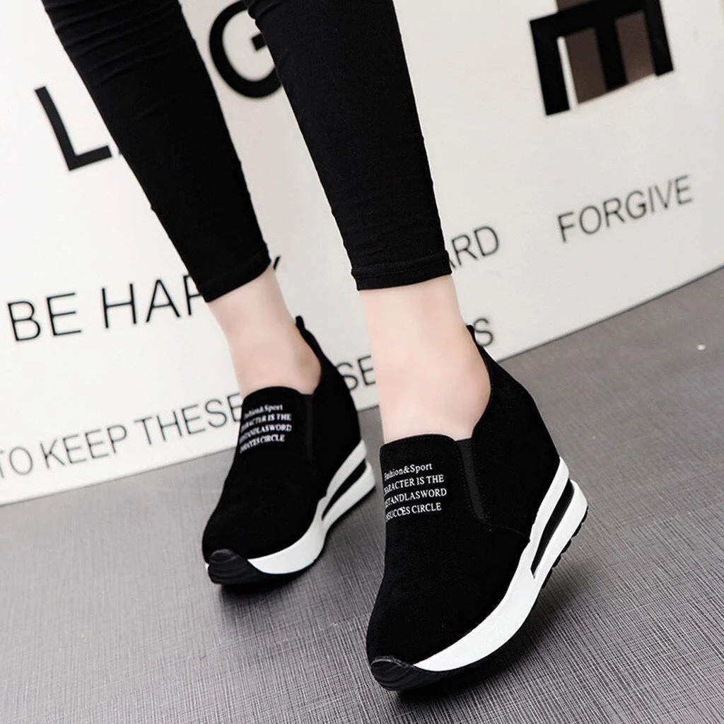 Women Sneakers Shoes Women Fashion Casual Flock Slip-On Thick Platform Sport Sneakers Wedges Shoes Women Sneakers Basket Femme