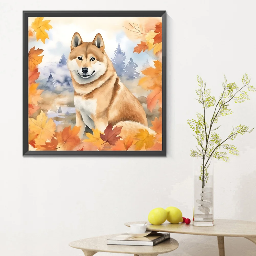 Full Round Diamond Painting 30*30cm - Maple Leaf Puppy