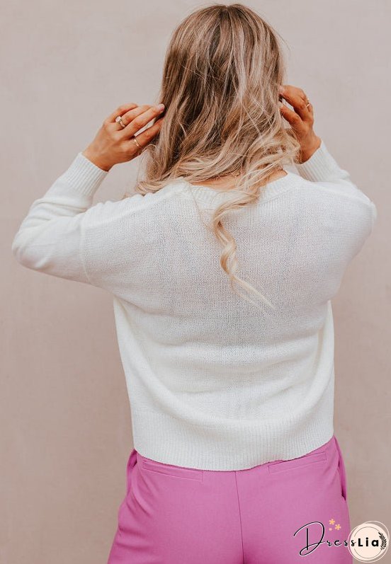 XOXO Round Neck Drop Shoulder Sweater