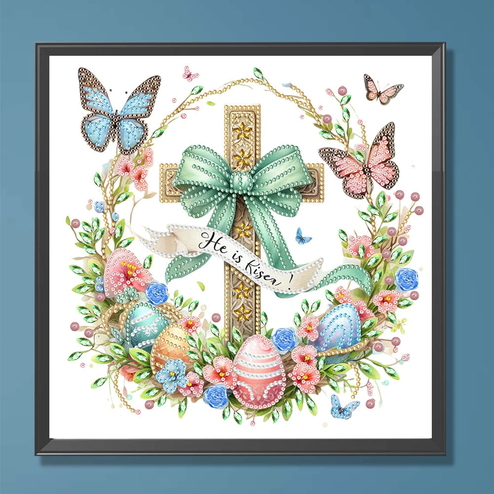 Diamond Painting - Partial Special Shaped Drill - Easter Cross(Canvas|30*30cm)