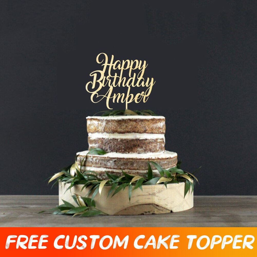 Custom Wedding Cake Topper Decor Happy Birthday Cake Topper Personalized Wedding Cake Topper Party Decoration For Anniversary