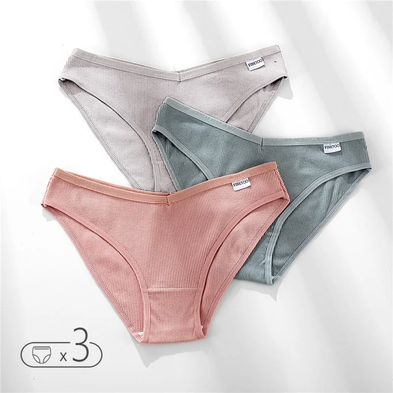 FINETOO Cotton Underwear Women M-XL Panties Fashion V Waist Underpants Low-rise Women's Briefs Soft Panty Comfortable Lingerie