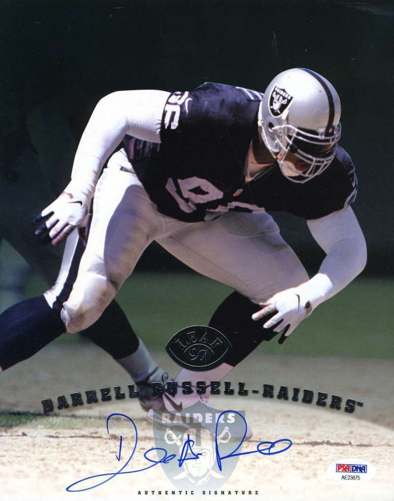 Darrell Russell Psa Dna Coa Autographed Leaf 8x10 Photo Poster painting Hand Signed Authentic