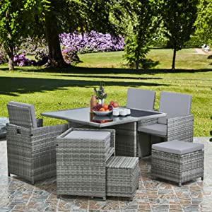 garden furniture cube set grey