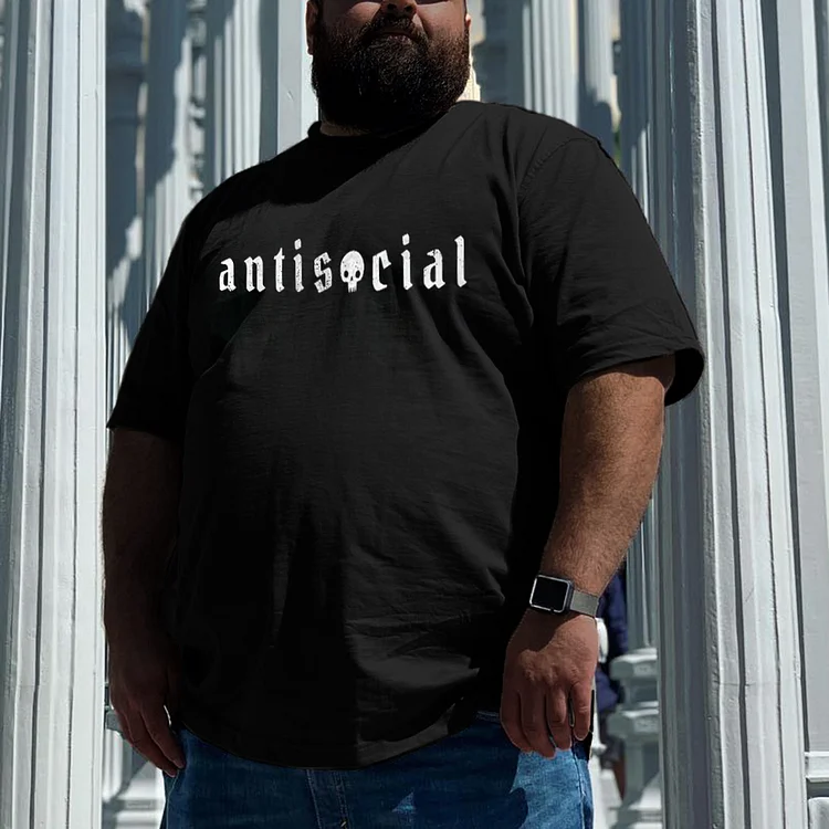 Men‘s Antisocial Skull Printed T-shirt