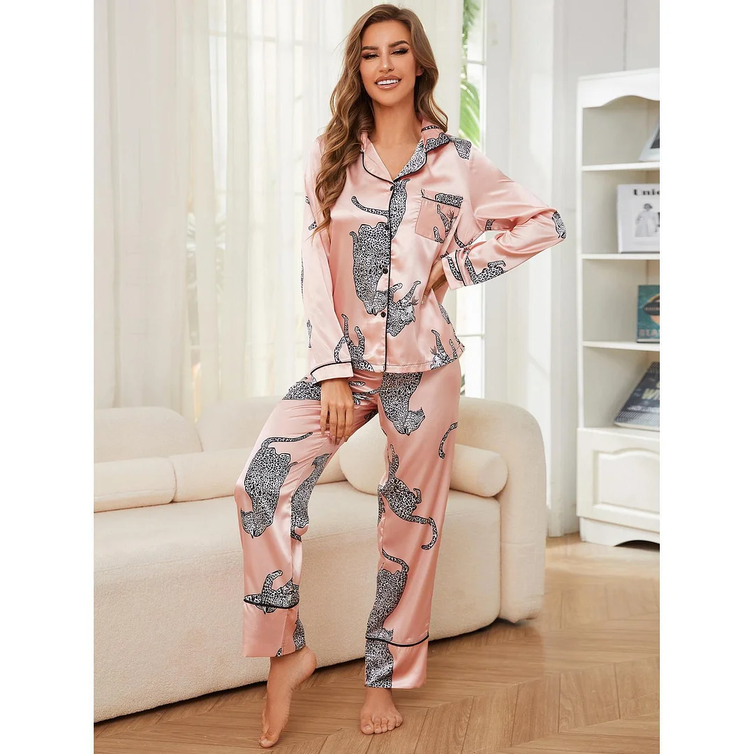 Woherb Woherb Women's Home Clothing Autumn And Winter Animal Long Sleeve Shirt Trousers Two Sets Of Pajamas Female TK-Outfit Ideas