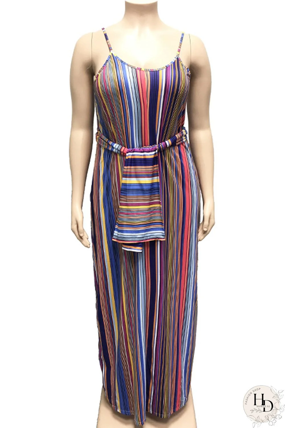 rose red Polyester Sexy O Neck Bandage Striped Print