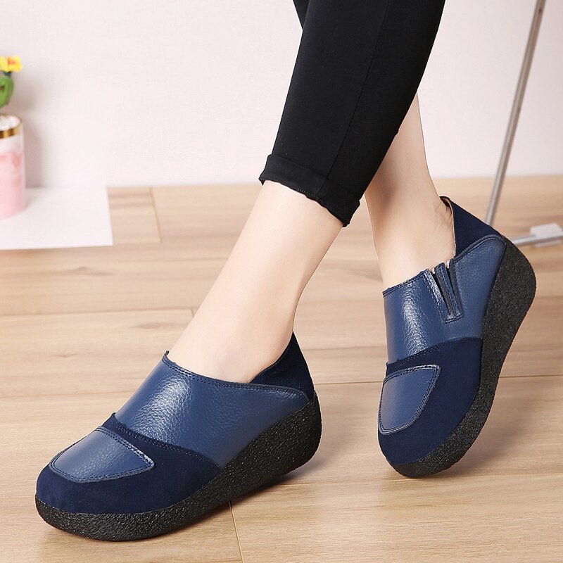 Women High Heels Shoes Platform Sneakers Women Suede Leather Women Casual Shoes Slip On Heels Creepers Moccasins