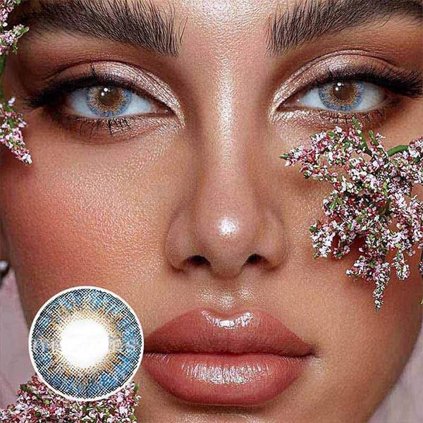 3-Tone Ocean Blue Colored Contact Lenses Yearly