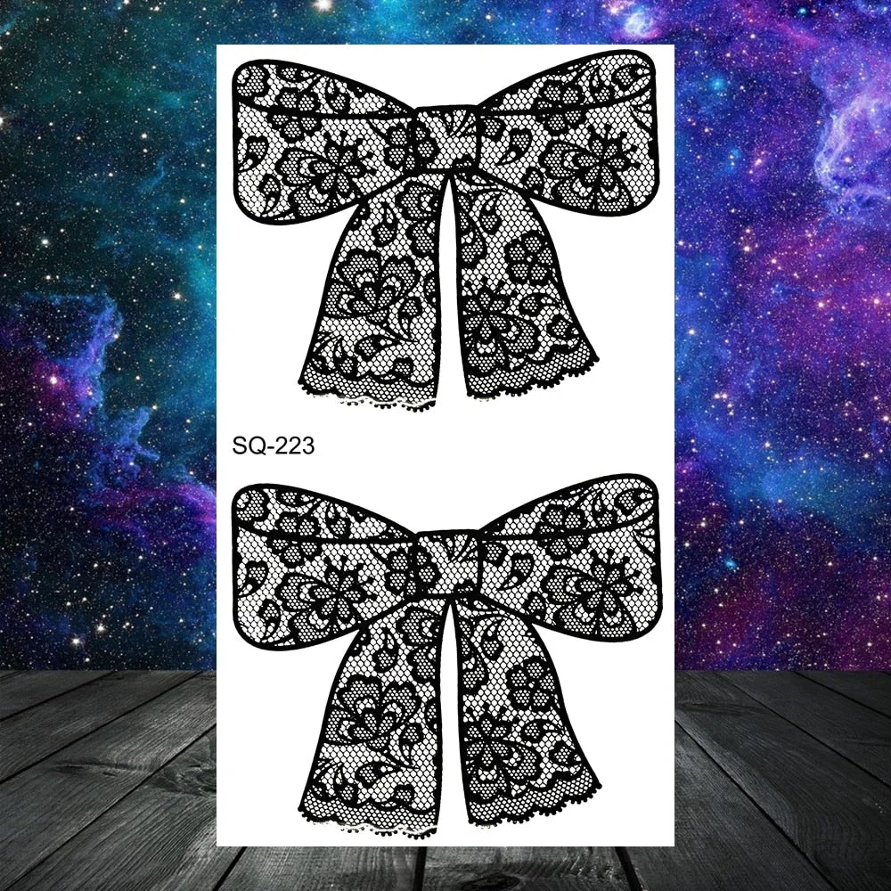 Black Butterfly Rose Flower Temporary Tattoos For Women Adult Men Cross Wings Anchor Whale Bow Fake Tattoo Hand Washable Tatoos