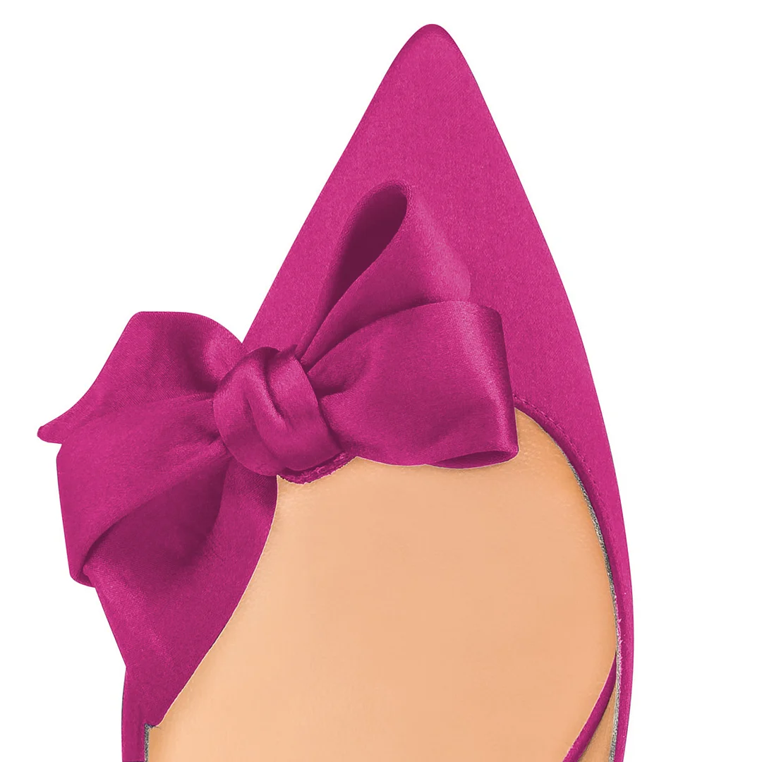 Elegant Pink Satin Slingback Bow Inlay Party Heels for Women
