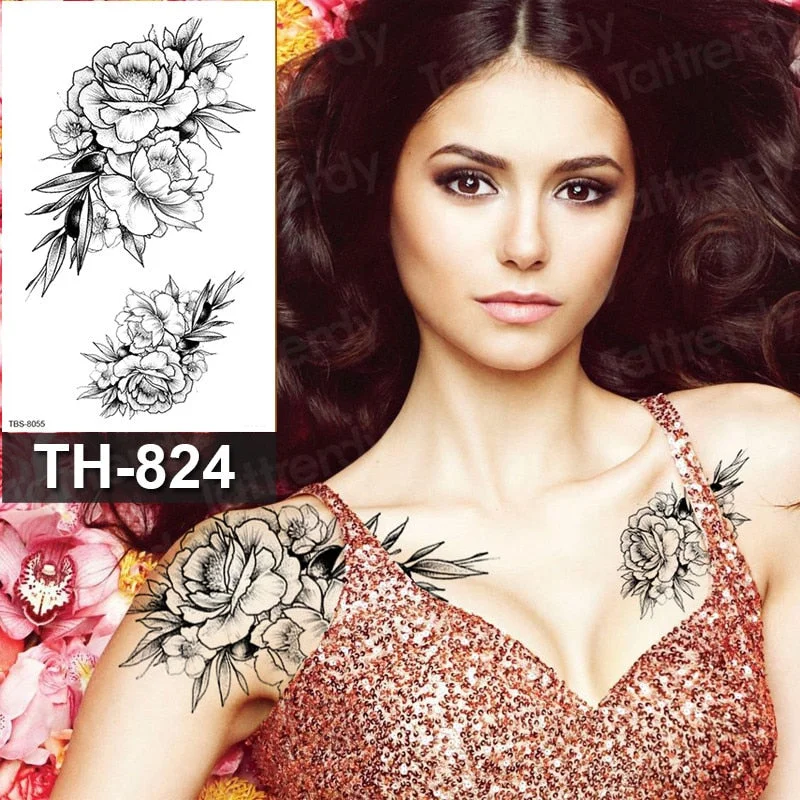 black henna tattoo sticker flower lace mandala temporary tattoo stickers body art sexy arabic indian tattoo decal stretch lotus