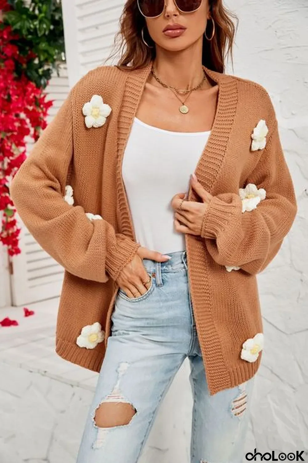 Women's Vintage Floral Knitted Cardigan