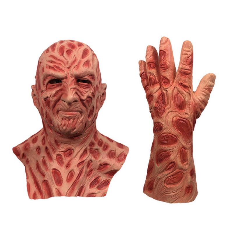

2pcs Halloween Simulation Horror Latex Face Cover Gloves Carnival Cosplay Props, 501 Original