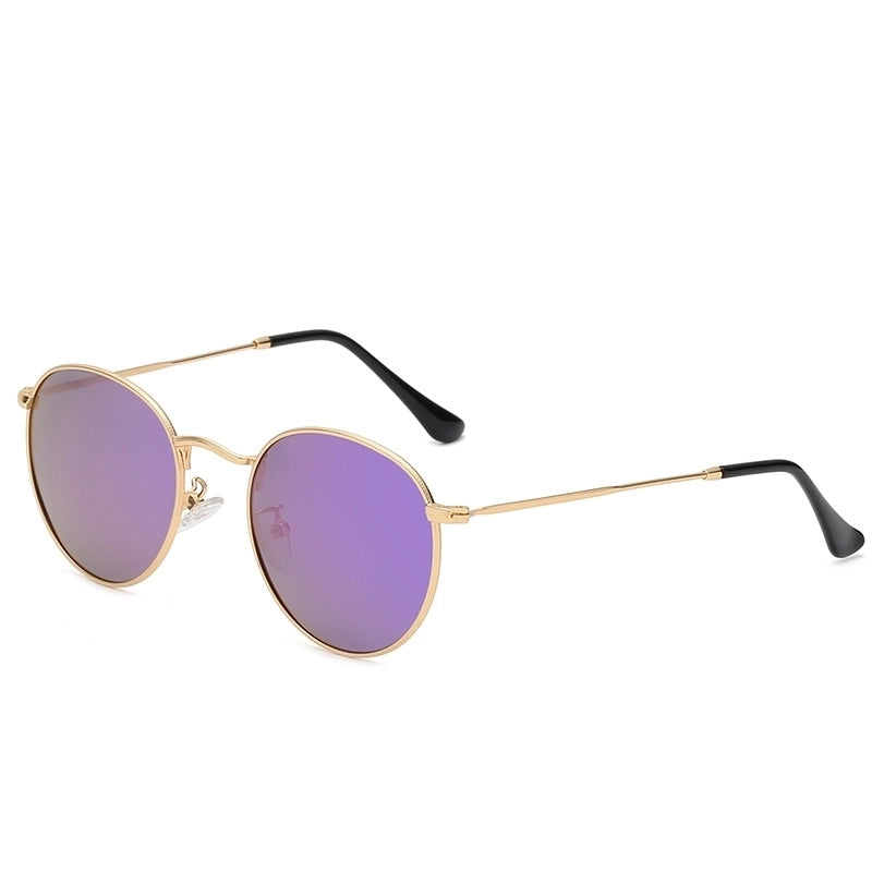 Retro Solid Color Tac Round Frame Full Frame Women’s Sunglasses