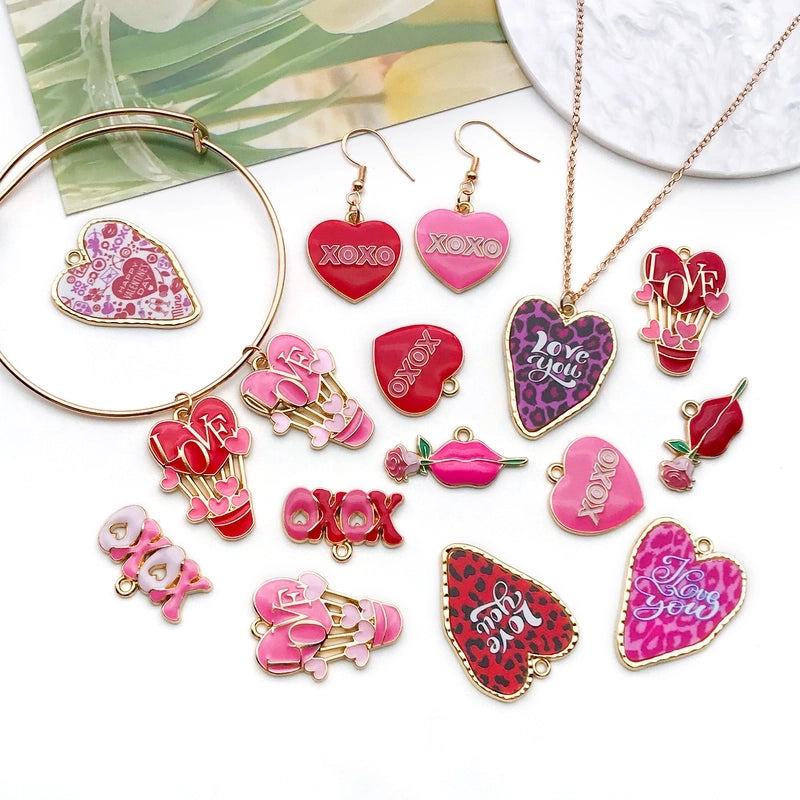 1 Piece 13*30mm 15x25mm 31x24mm Zinc Alloy XOXO Letter Heart Shape Pendant Jewelry Accessories