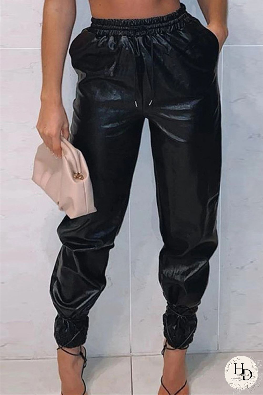 White Fashion Casual Solid Basic Regular High Waist Conventional Solid Color Bottoms