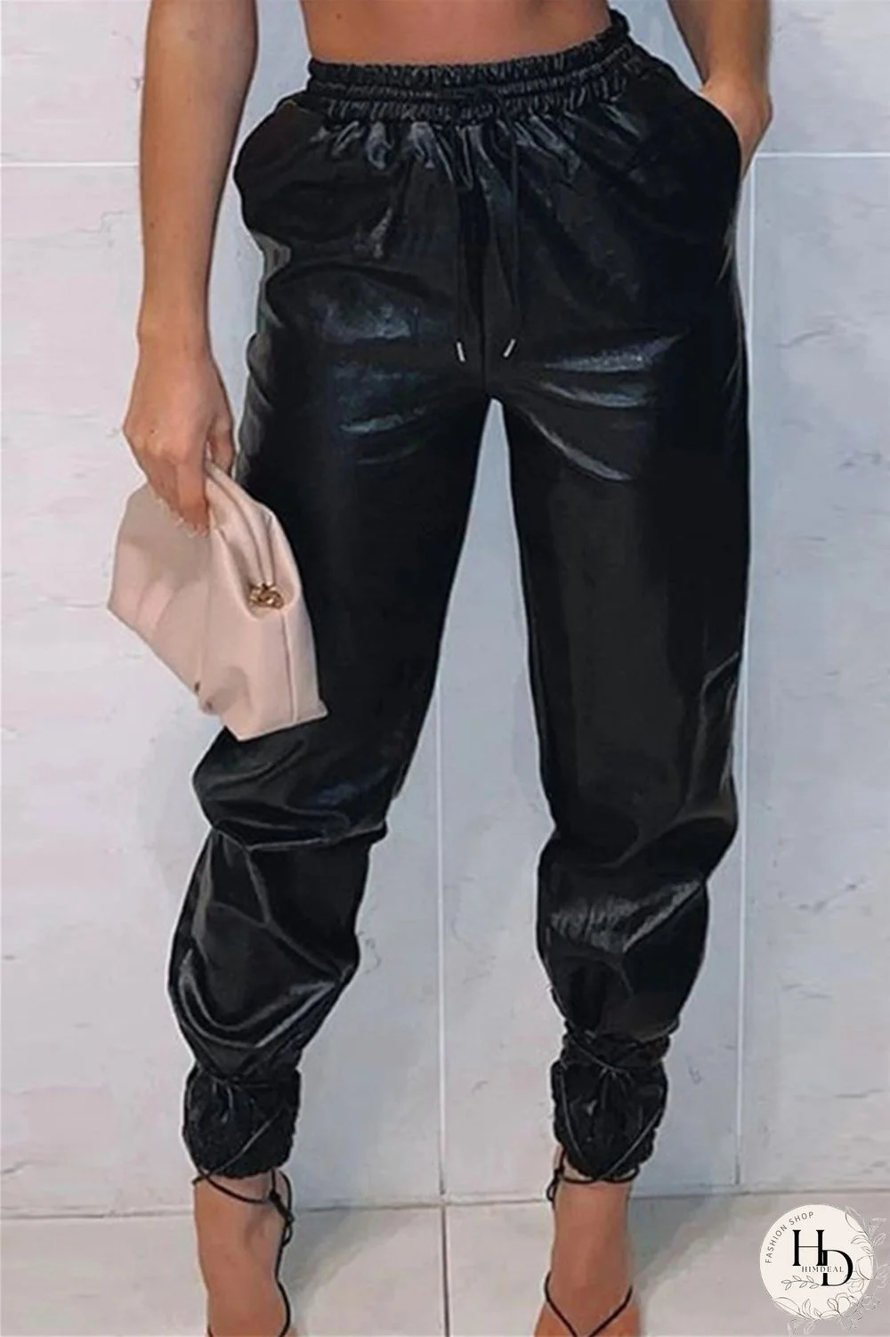 White Fashion Casual Solid Basic Regular High Waist Conventional Solid Color Bottoms