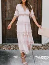 Gauze Split-Joint Short Sleeves Midi Dress