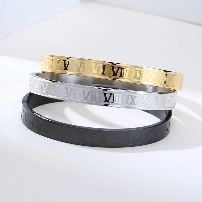 Vintage Style Letter Solid Color 304 Stainless Steel Men's Bangle