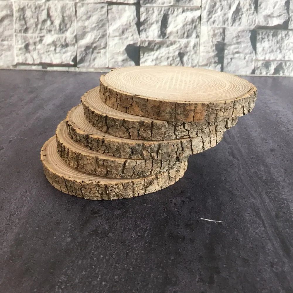 Log Of Wood Natural Round Slice Tree Bark Discs Cake Rustic Wooden Stand Wedding Party Painting Decor Home Decoration 10-20 CM