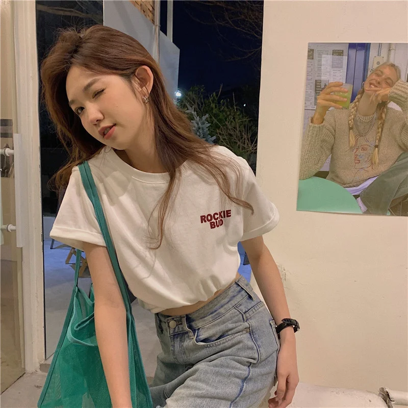 Uveng Uveng Print Short-Sleeve T-Shirt Women's Summer 2024 New Korean Version Design Sense Loose Show Thin Student Top Tide