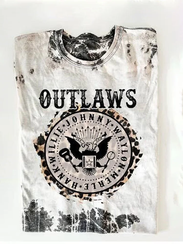 VChics Outlaws Tie-Dye Printed Short Sleeve T-Shirt