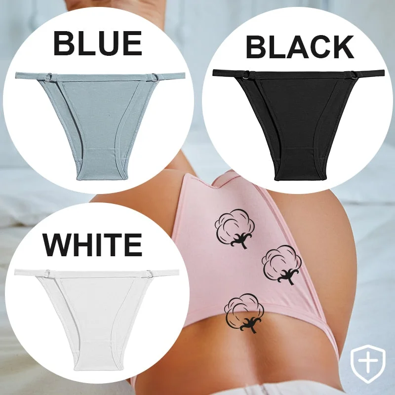 FINETOO 3PC/Set Women's Cotton Panties Underwear Metal Buckle Briefs M-2XL Female Underpant Low Waist Woman Sexy Panty Lingerie