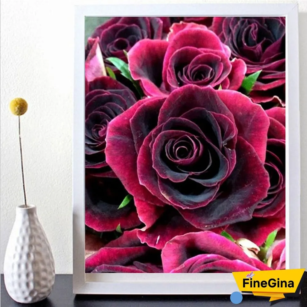 Red Rose DIY Large Size Diamond Painting Kit Full Drill Round Cross Stitch Embroidery
