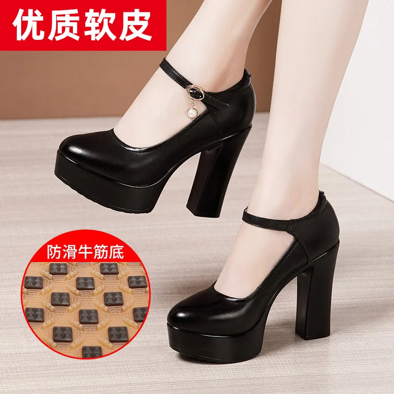 Yyvonne Ultra-High Heels Catwalk High Heels Women's Thick Heels Thick-Soled Waterproof Platform Round Head Large Size Cheongsam Show Shoes