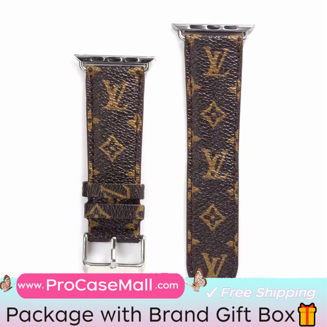 Classic LV Monogram Leather Checkerboard Canvas Apple Watch Strap