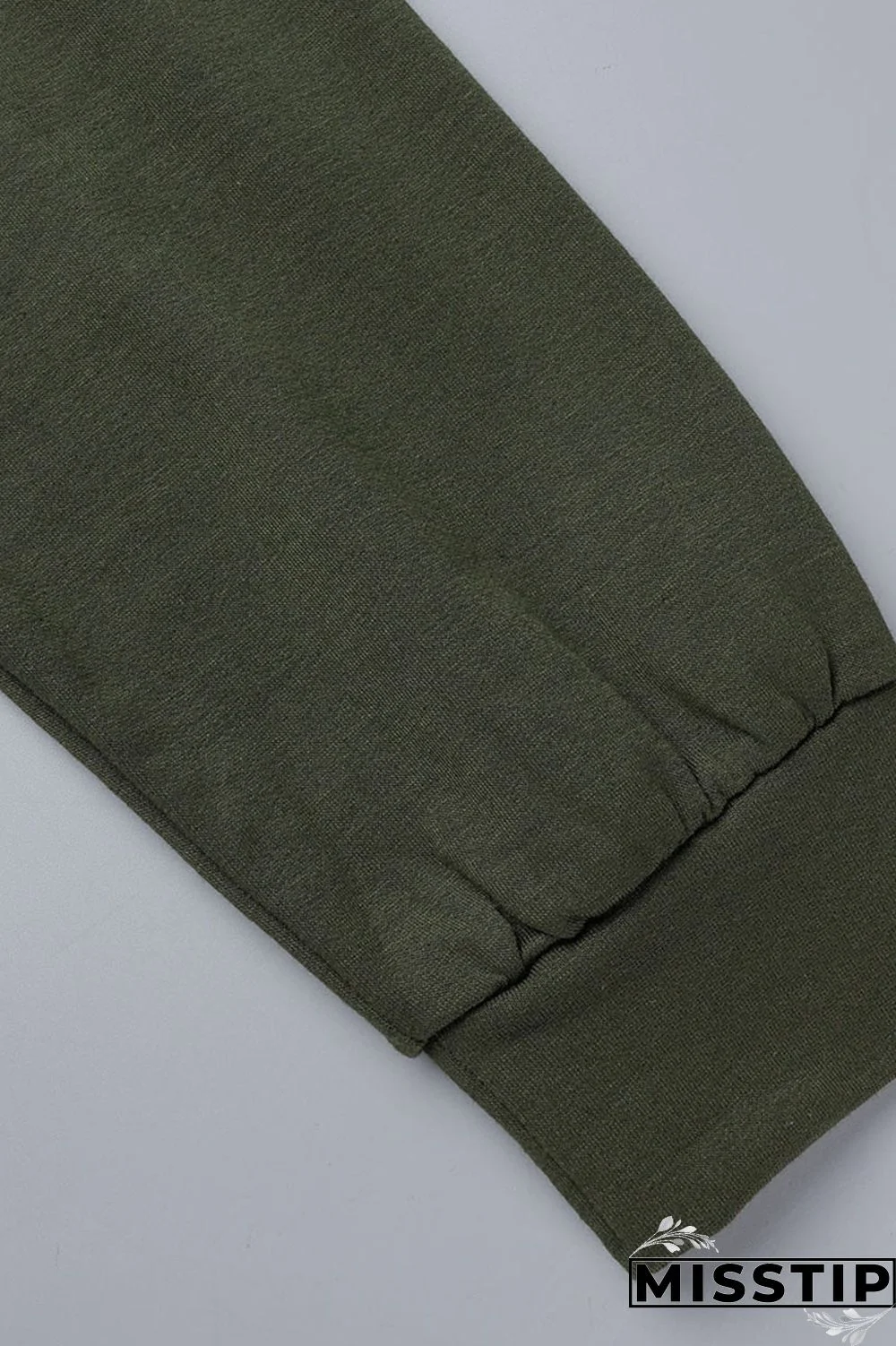 Army Green Casual Solid Patchwork O Neck Long Sleeve Two Pieces