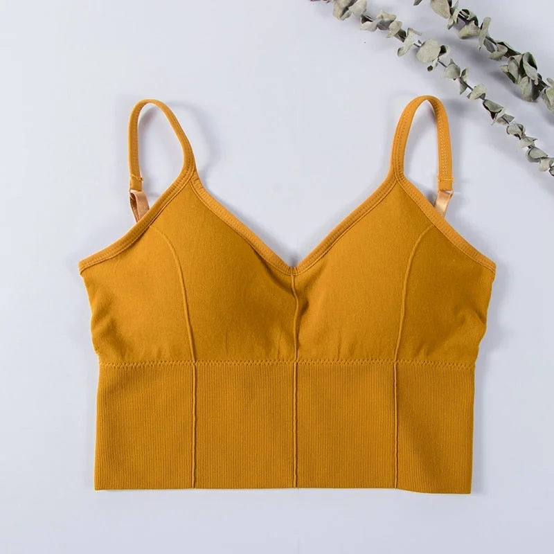 Women Tank Crop Top Seamless Underwear Crop Top Female U Back Short Tops Women Sexy Lingerie Sleeveless Padded Camisole