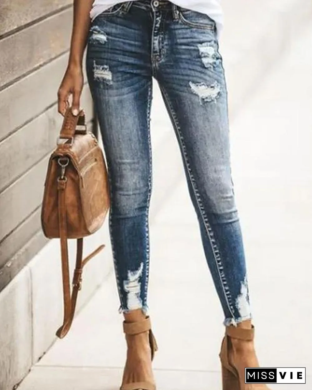 Easy Match Ripped Boot Cut Jeans