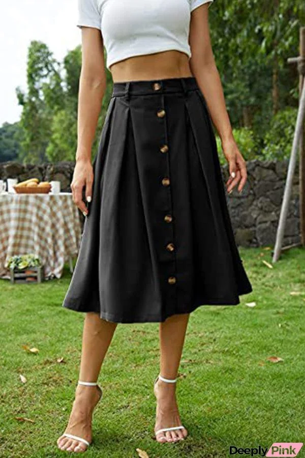 Casual Skirt Shaped Waist Button Princess Dress Skirt