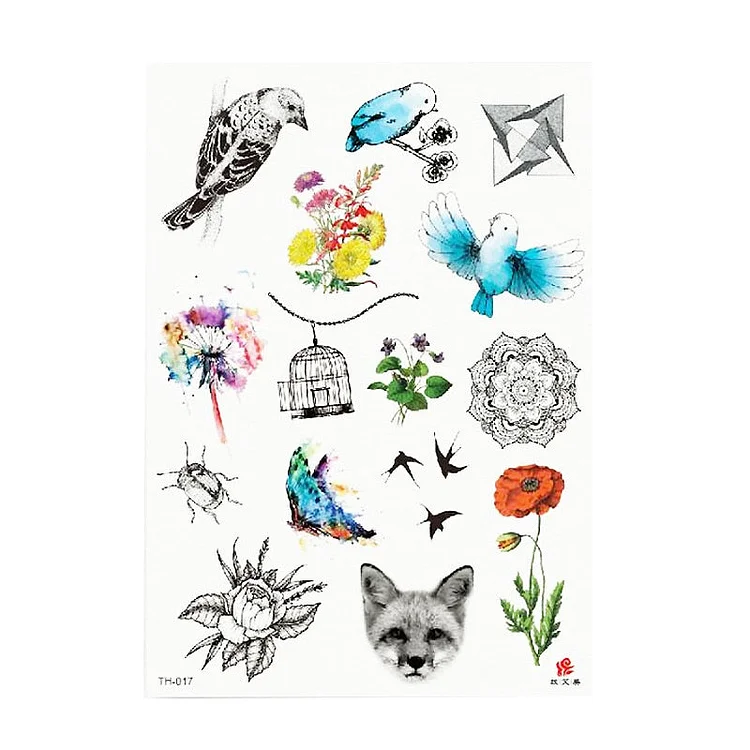 Waterproof Temporary Tattoo Sticker Watercolor Cute little animal pattern tattoo Water Transfer body art fake tattoo