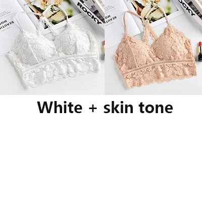 Women Bralette French style lace sexy beauty back bra girl underwear deep V underwear without underwire soft thin seamless bra