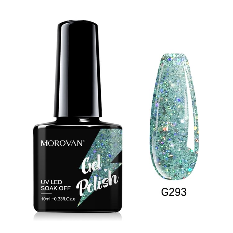 Morovan Light Sky Blue/	Orchid Glitter Temperature Color Changing Gel Nail Polish G293