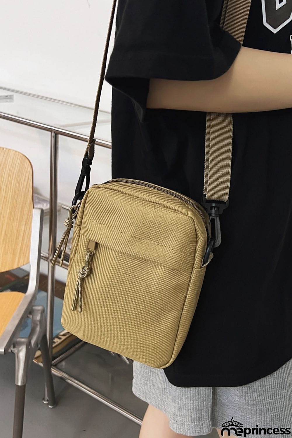 Wide Strap Polyester Crossbody Bag