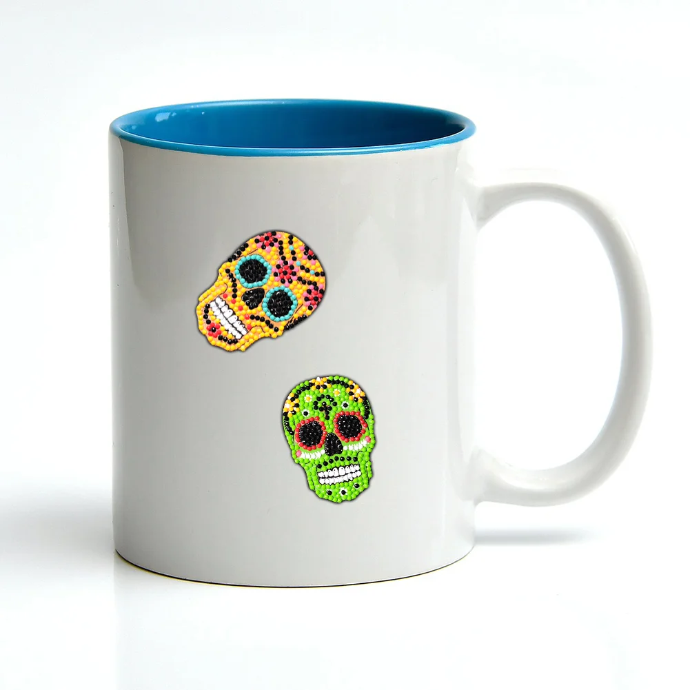 4pcs Diamond Mosaic Sticker DIY Color Skulls Adhesive Rhinestones Decals