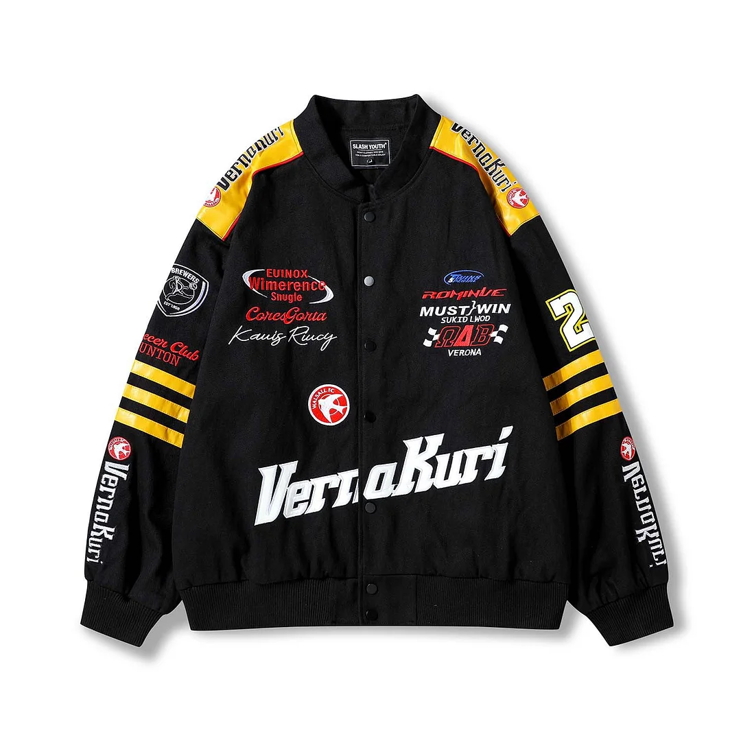 Unisex Classic Vintage Colorblock Racing Jacket、、URBENIE