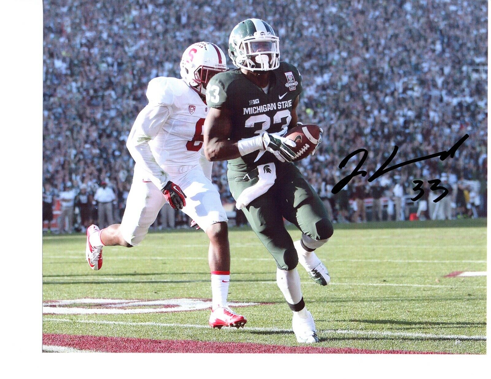 Jeremy Langford Michigan State Football Signed auto 8X10 Photo Poster painting Rose Bowl TD!!